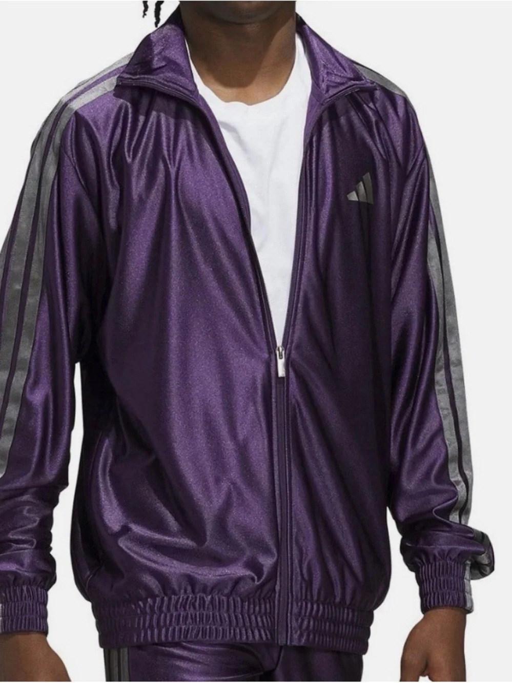 adidas Men’s Purple/Gray Full-Zip Track Jacket Size L